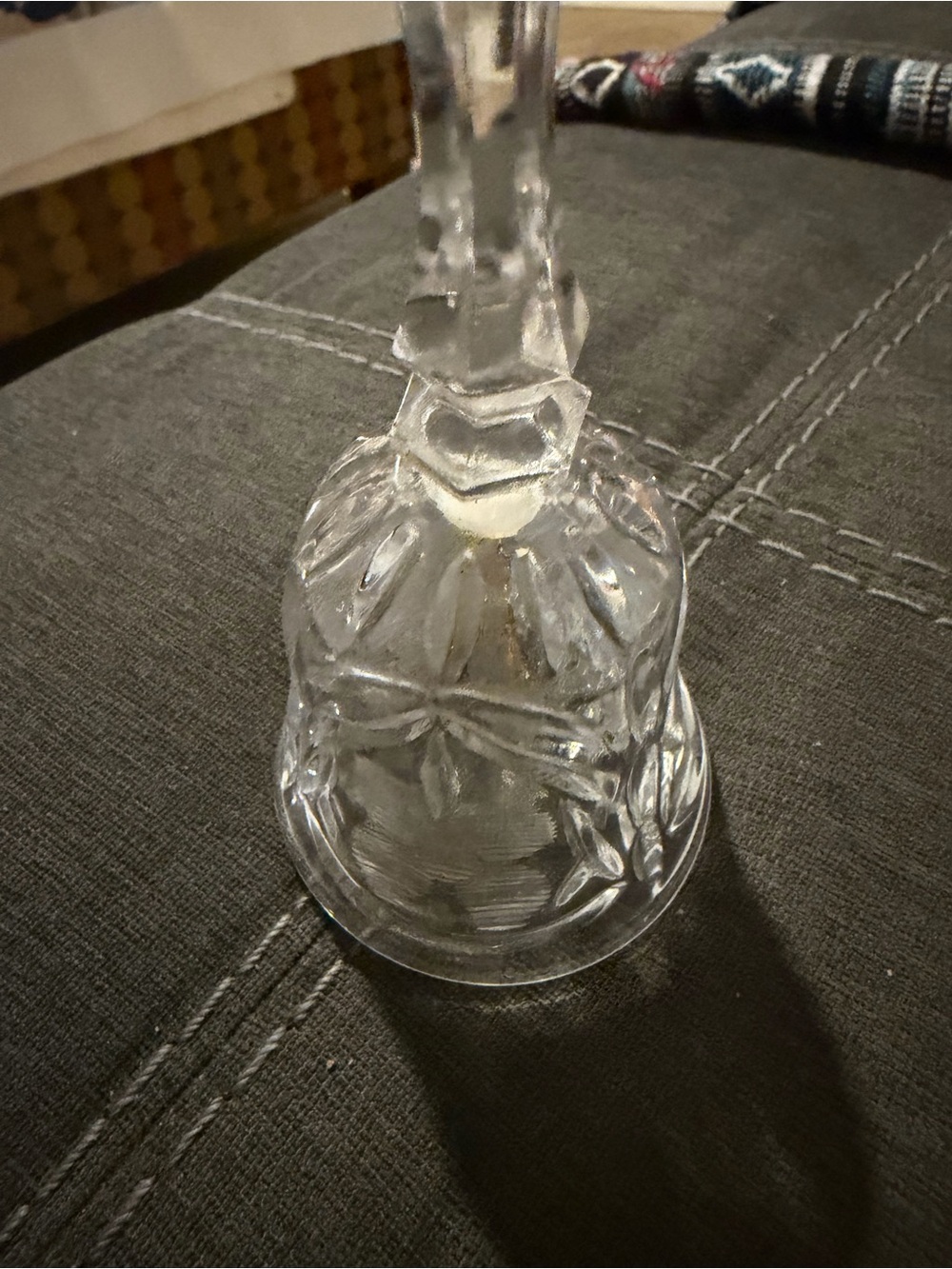 Clear Pressed Glass Decorative Bell